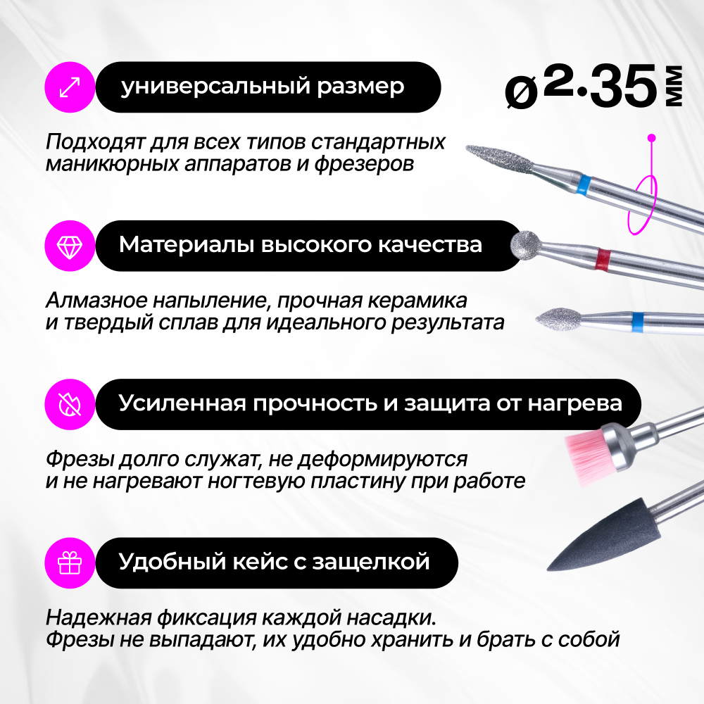 Фрезы для маникюра и педикюра Doctor Comfort, 14шт